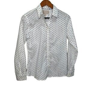 Banana Republic Polka Dot White Button Down 100% Cotton Size Small